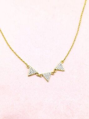 Navika Gold TriDelta Triangle CZ Pendant Necklace
